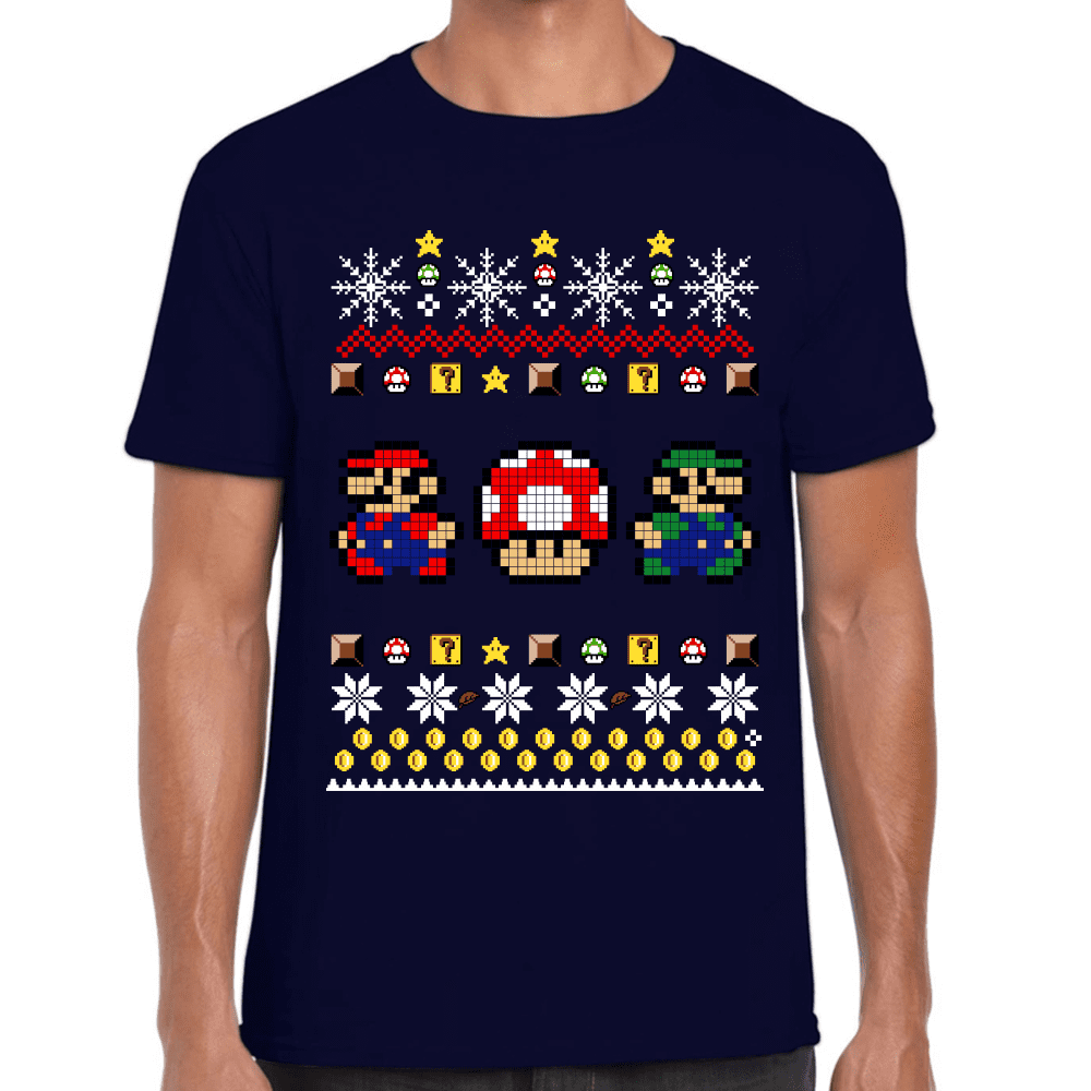 Playera Mario Bros Navidad Algodón Premium #1022