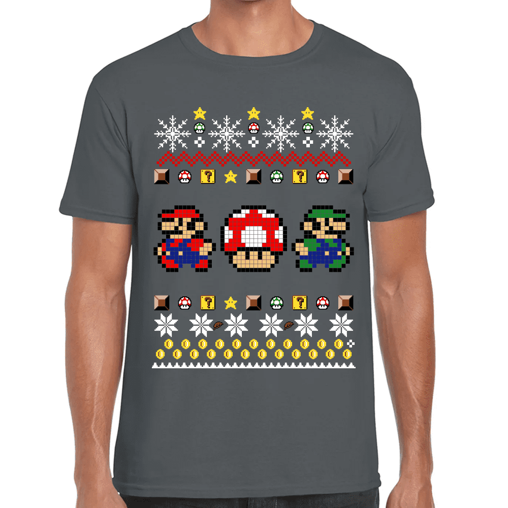 Playera Mario Bros Navidad Algodón Premium #1022