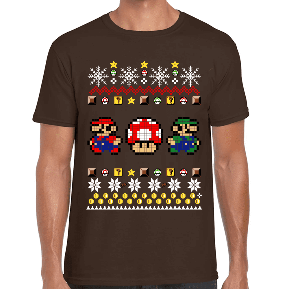 Playera Mario Bros Navidad Algodón Premium #1022