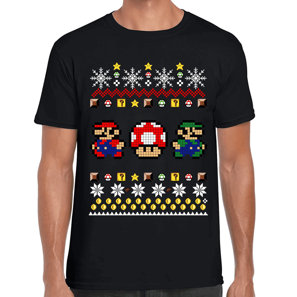 Playera Mario Bros Navidad Algodón Premium #1022