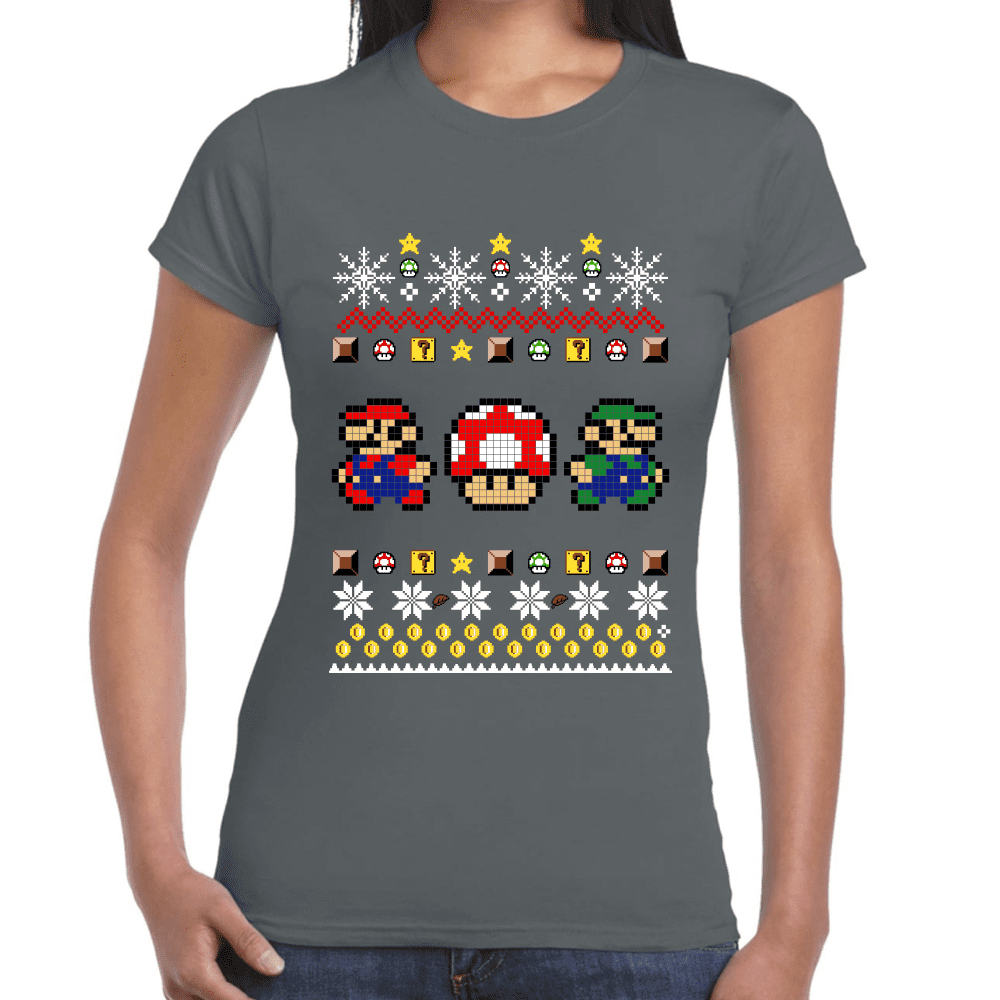 Playera Mario Bros Navidad Algodón Premium #1022