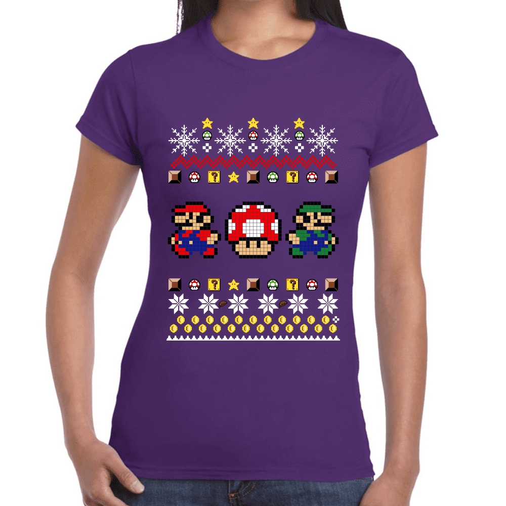 Playera Mario Bros Navidad Algodón Premium #1022