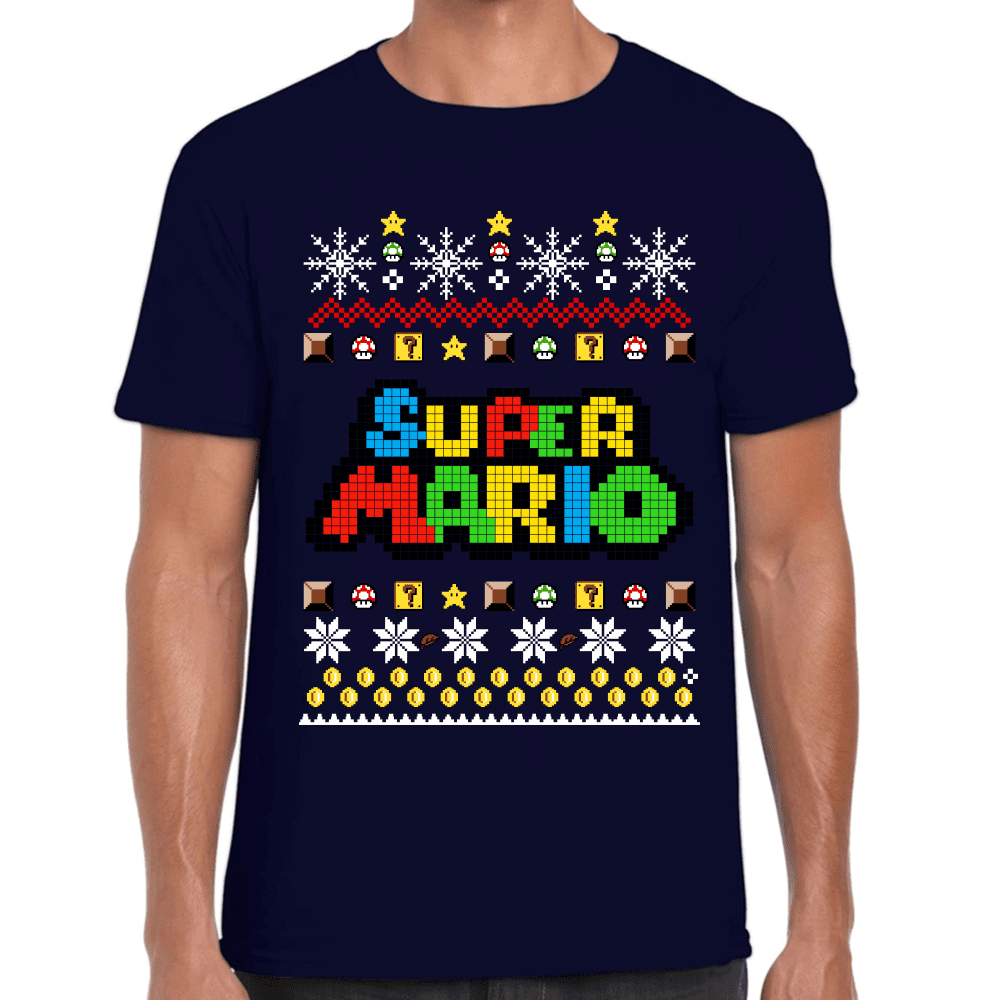 Playera Super Mario Navidad Algodón Premium #1023