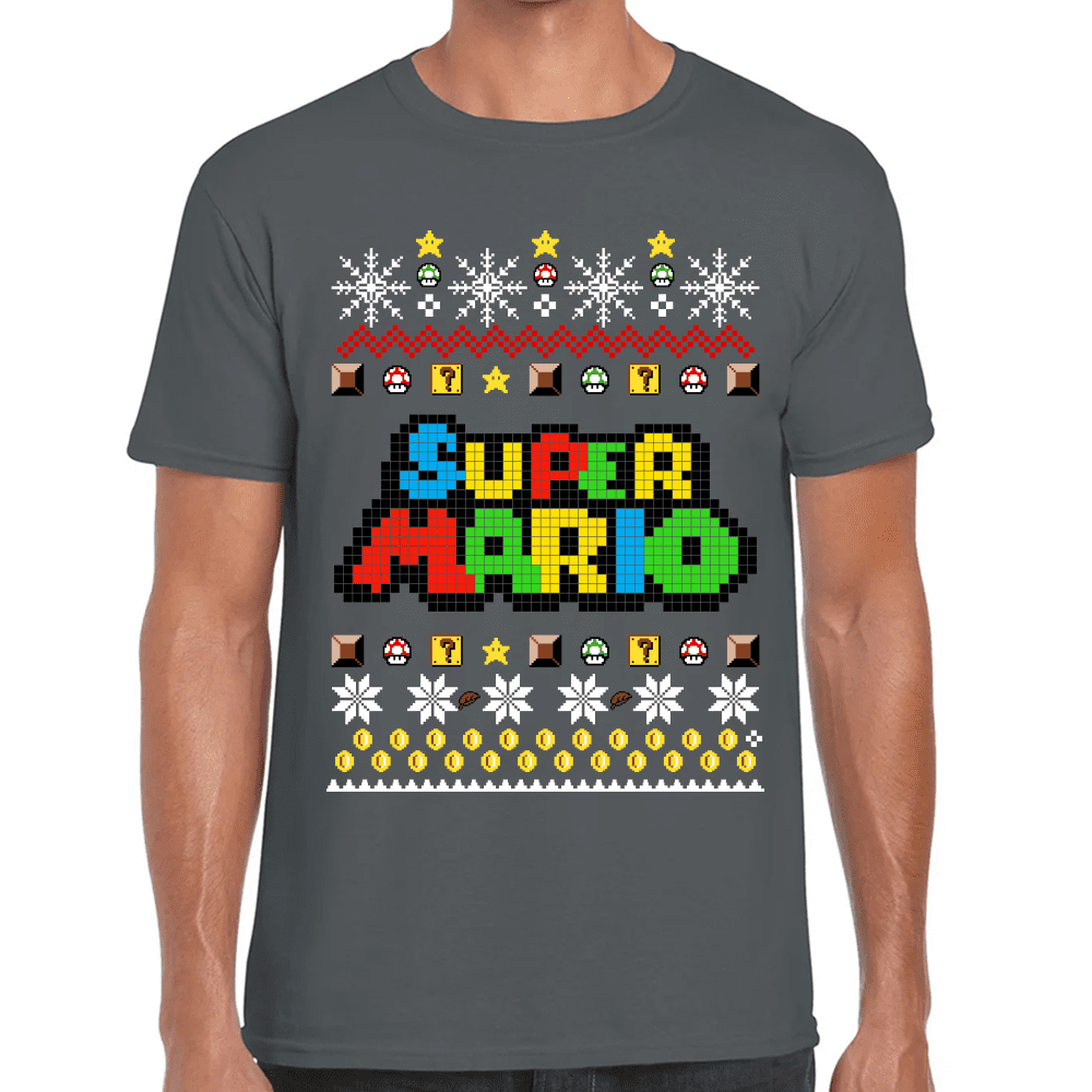 Playera Super Mario Navidad Algodón Premium #1023