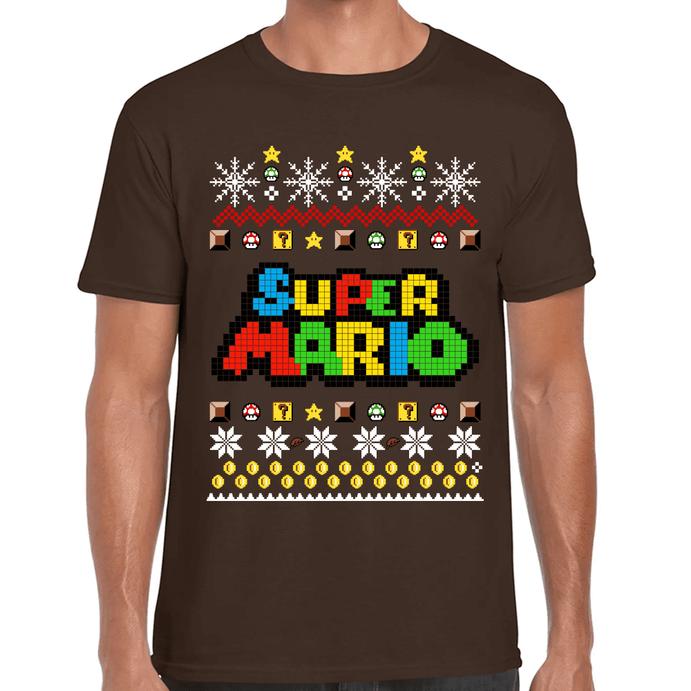 Playera Super Mario Navidad Algodón Premium #1023