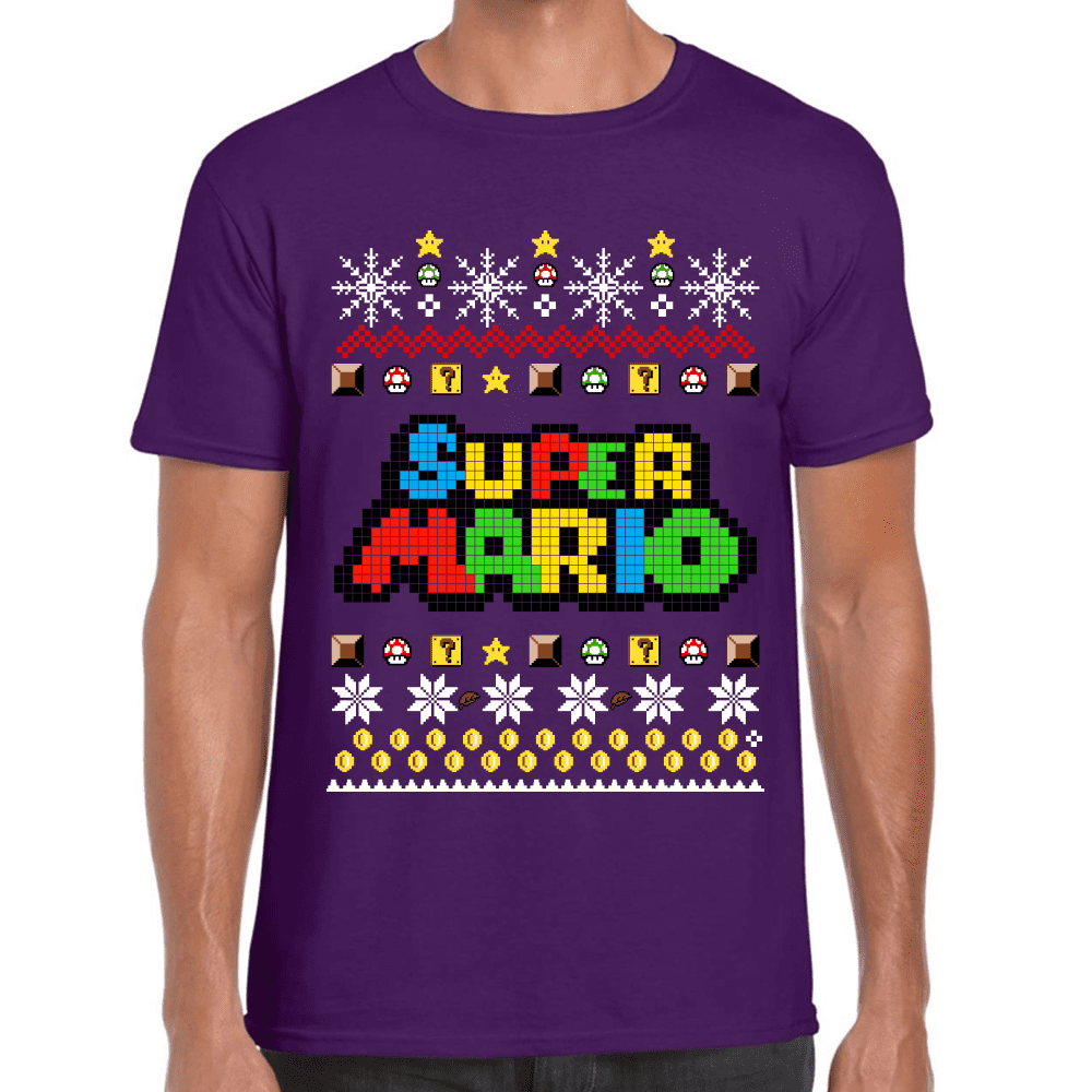 Playera Super Mario Navidad Algodón Premium #1023