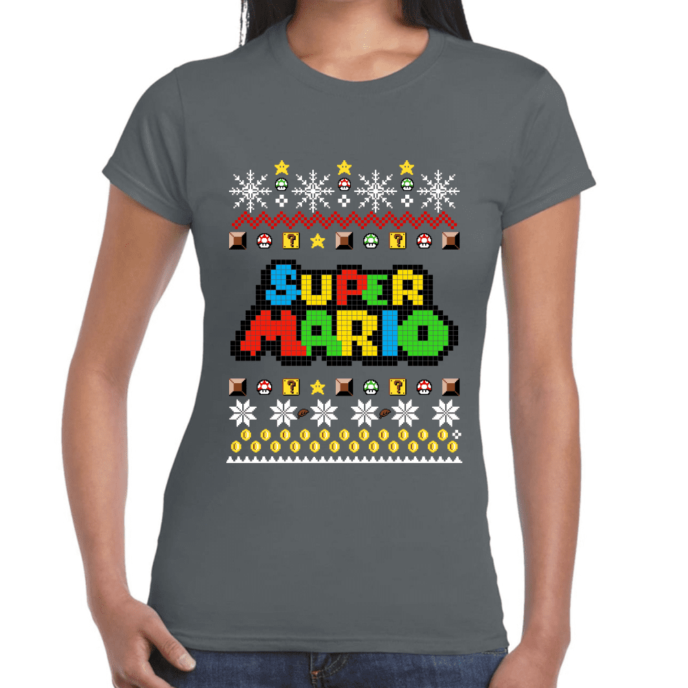 Playera Super Mario Navidad Algodón Premium #1023