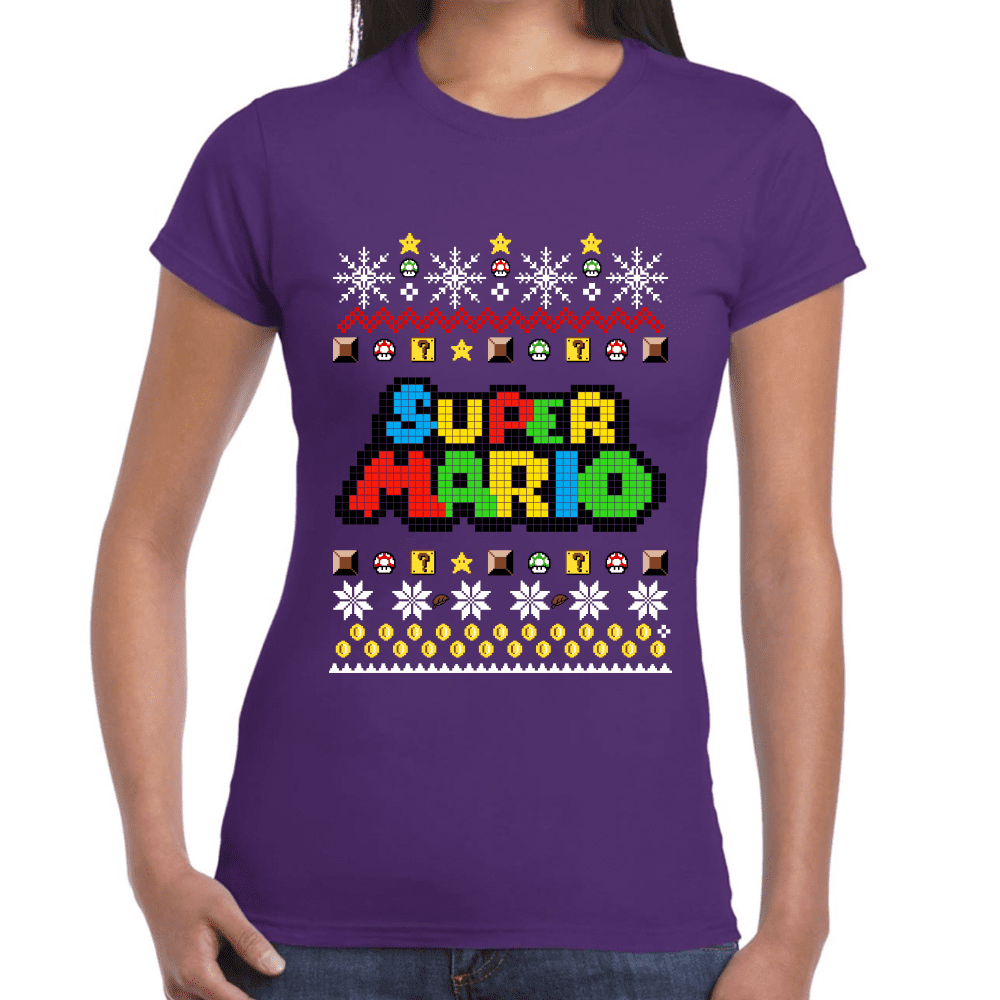 Playera Super Mario Navidad Algodón Premium #1023