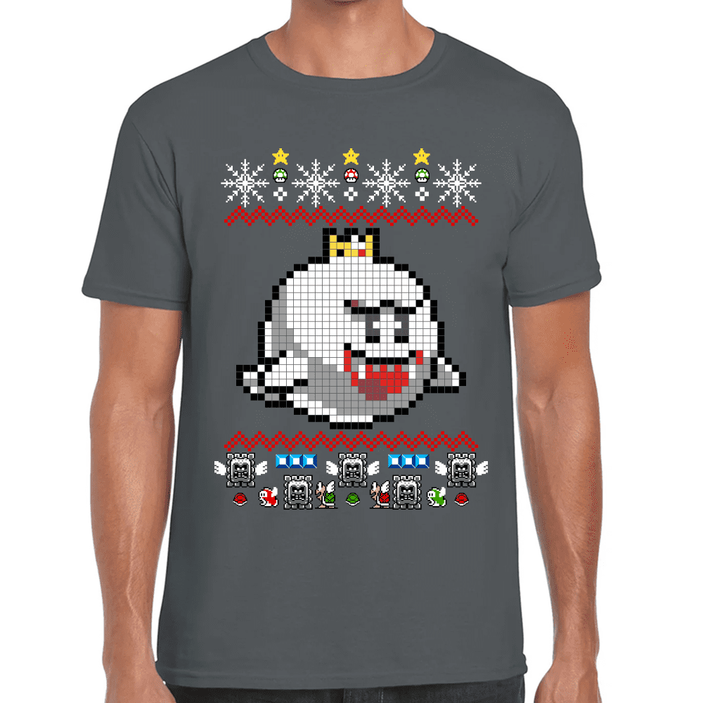 Playera Mario Bros Navidad Rey Boo Algodón Premium #1024
