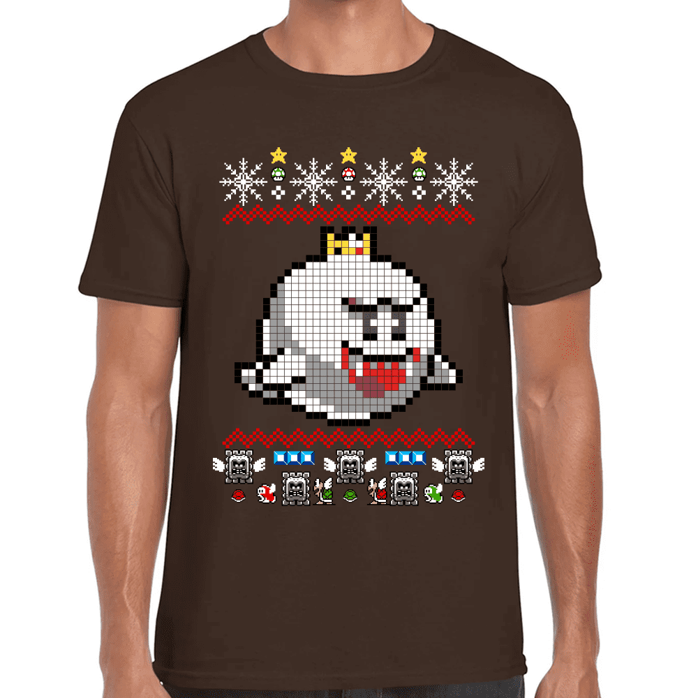 Playera Mario Bros Navidad Rey Boo Algodón Premium #1024