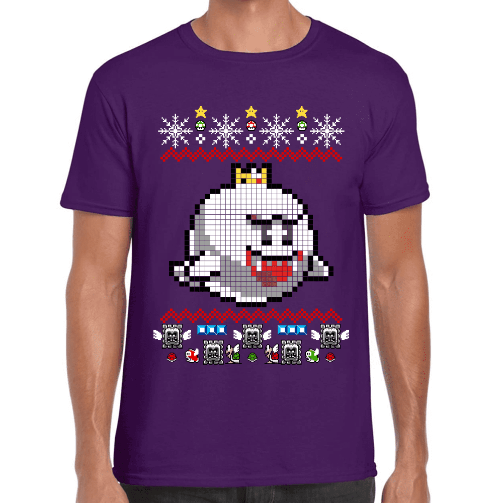 Playera Mario Bros Navidad Rey Boo Algodón Premium #1024
