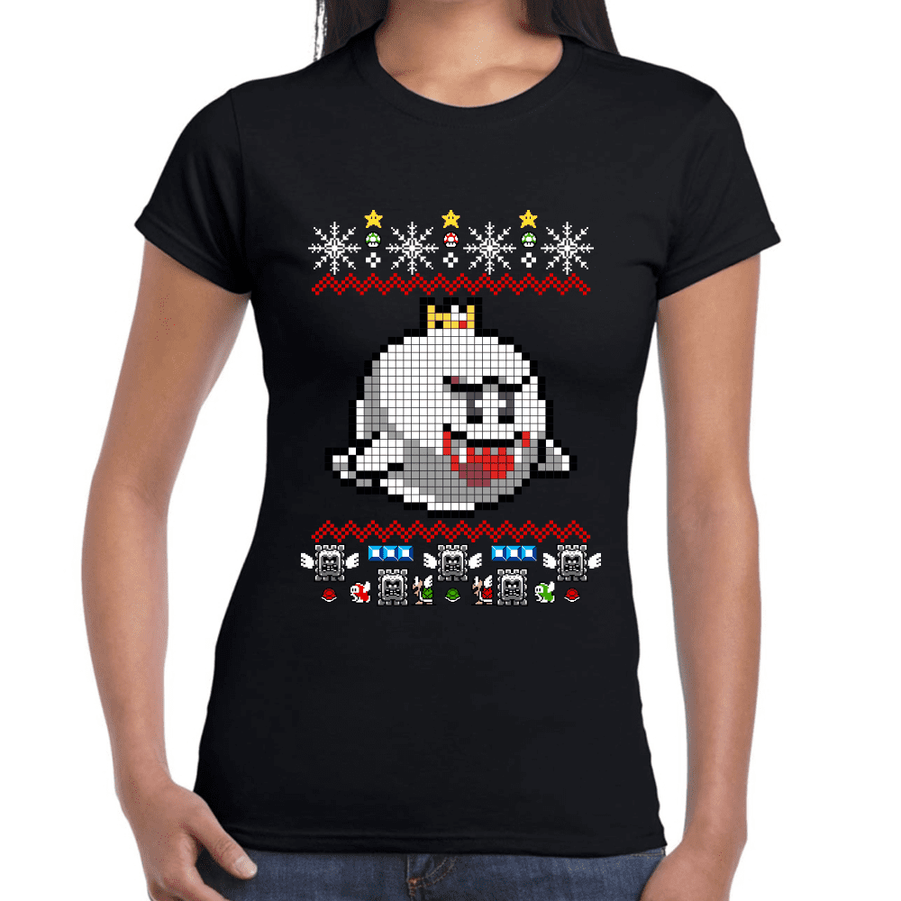 Playera Mario Bros Navidad Rey Boo Algodón Premium #1024 Imagen secundaria del producto
