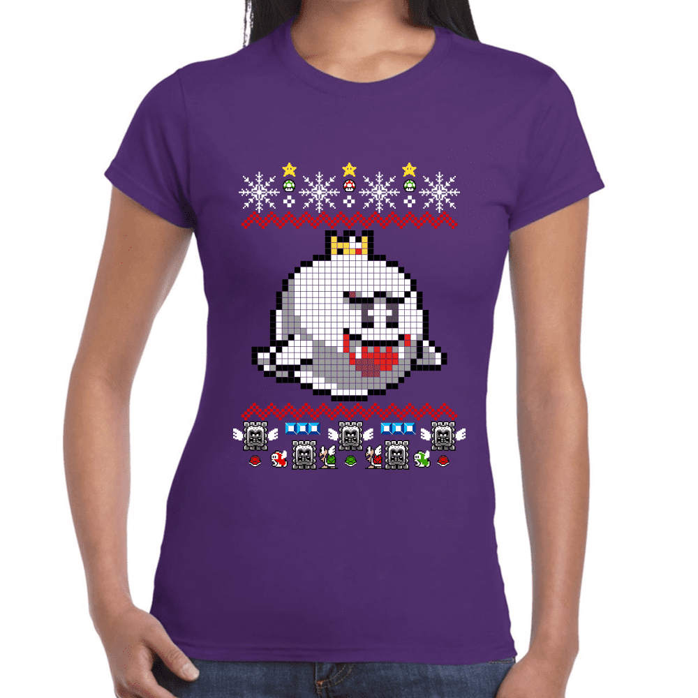 Playera Mario Bros Navidad Rey Boo Algodón Premium #1024
