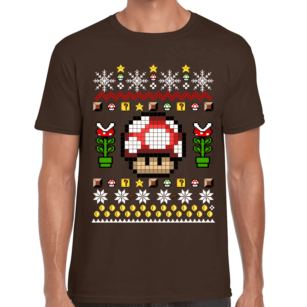 Playera Mario Bros Navidad Toad Algodón Premium #1025
