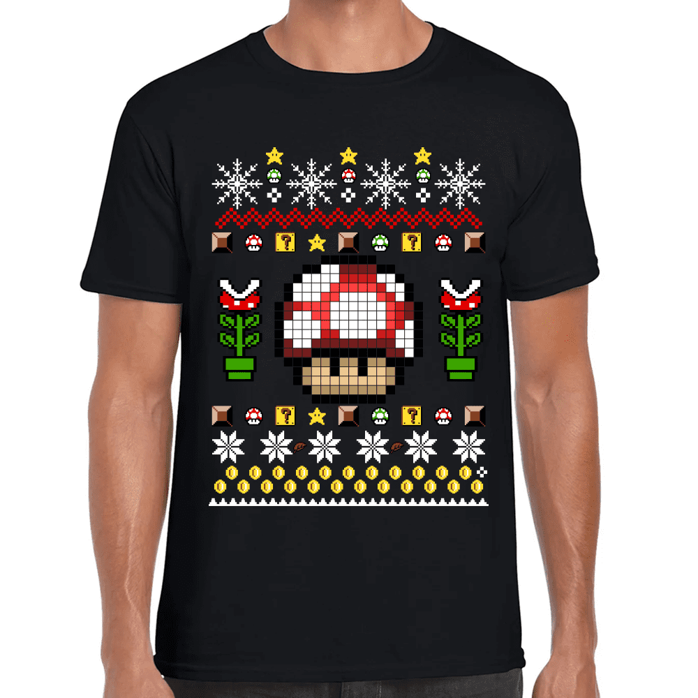 Playera Mario Bros Navidad Toad Algodón Premium #1025