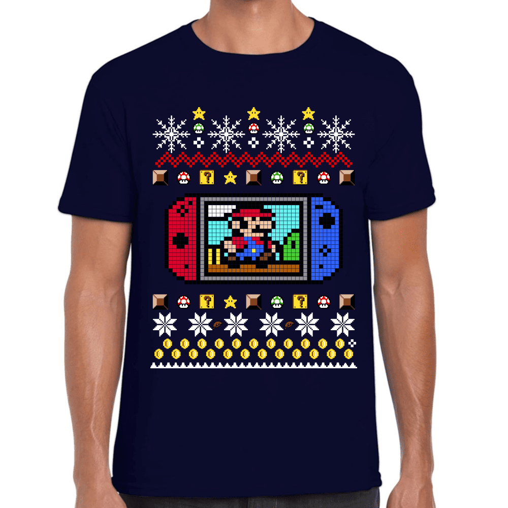 Playera Mario Bros Navidad Algodón Premium #1026