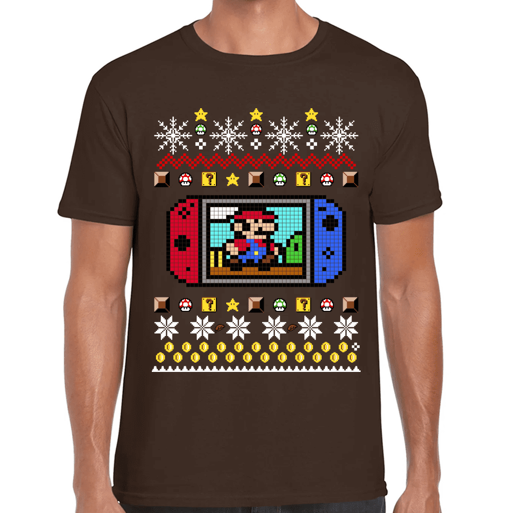 Playera Mario Bros Navidad Algodón Premium #1026
