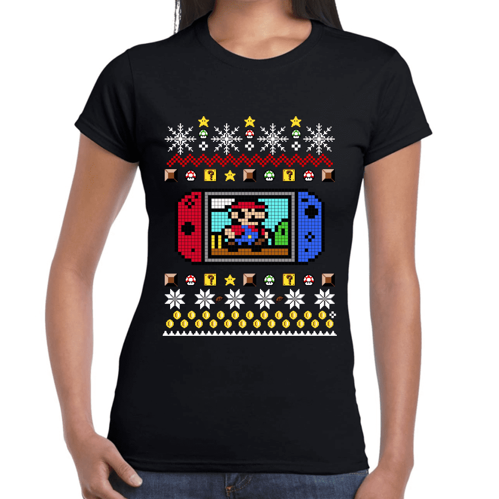 Playera Mario Bros Navidad Algodón Premium #1026