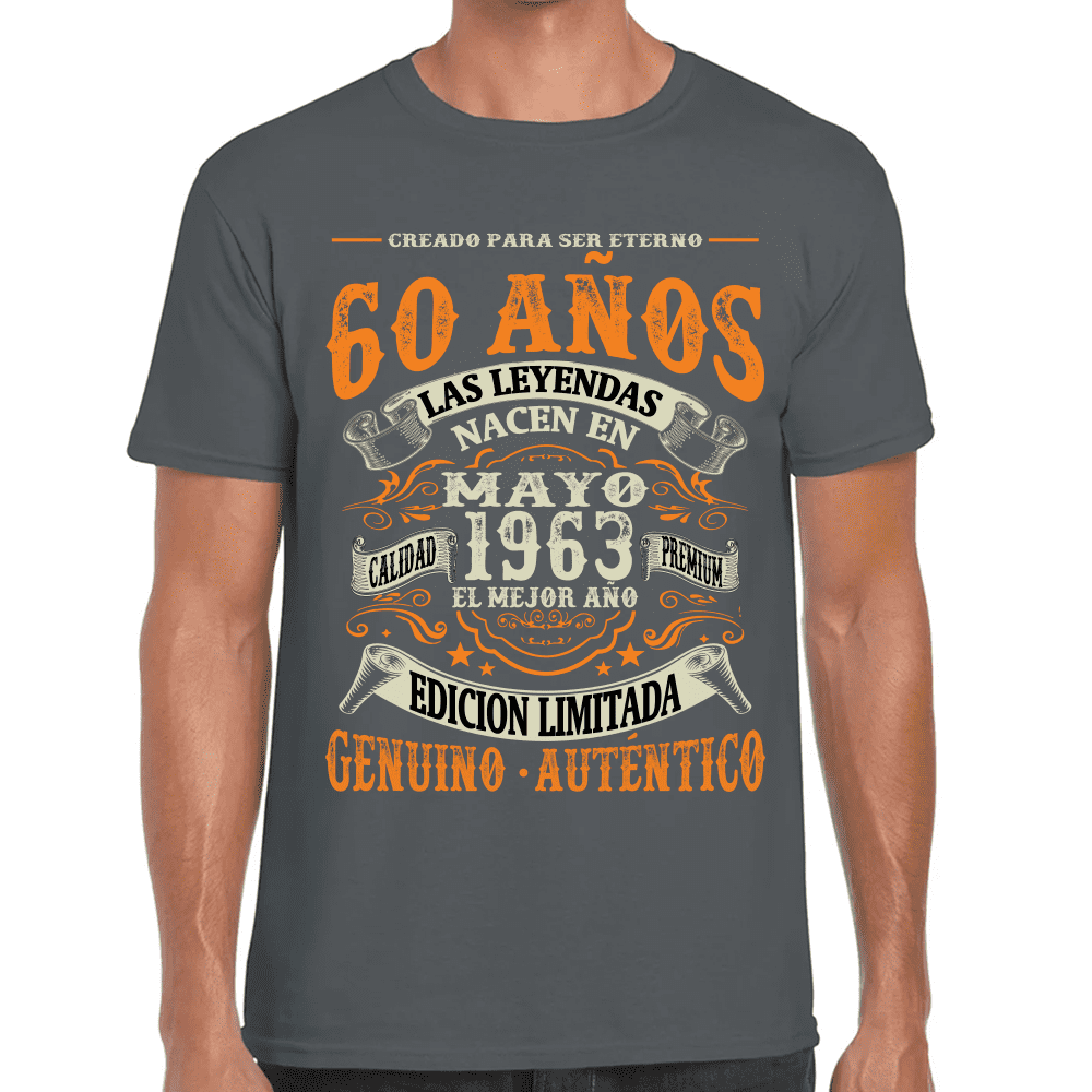 Playera Feliz Cumpleaños Años Genuino Y Autentico Algodón Premium #1064