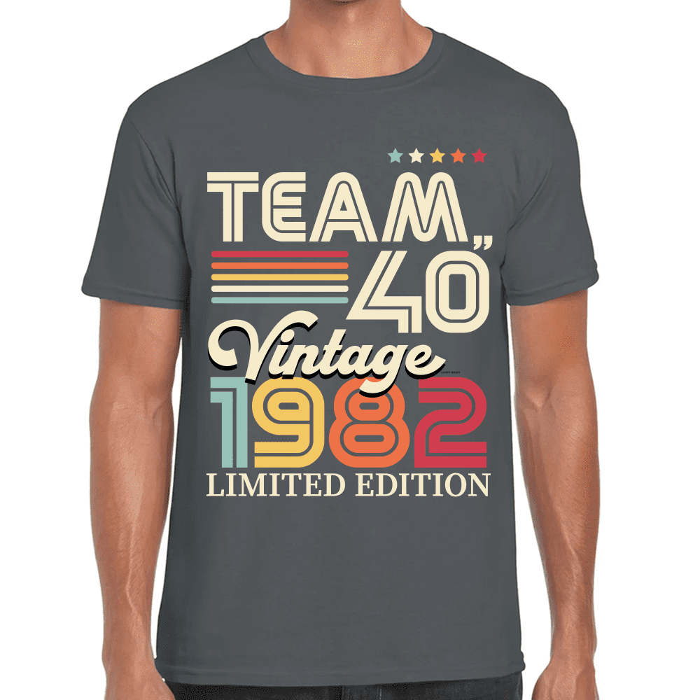 Playera Feliz Cumpleaños Años Team Vintage Algodón Premium #1067