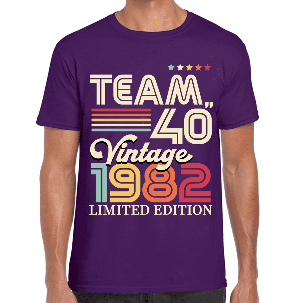 Playera Feliz Cumpleaños Años Team Vintage Algodón Premium #1067