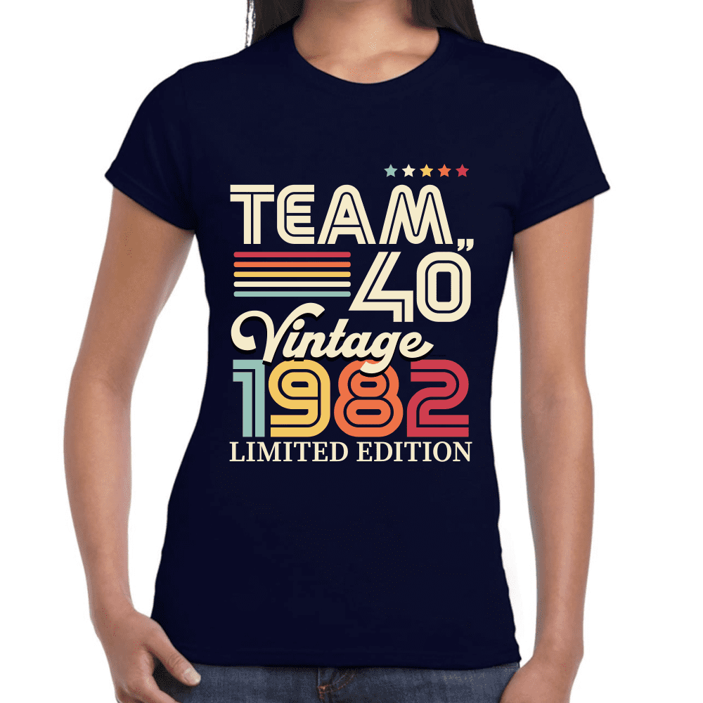 Playera Feliz Cumpleaños Años Team Vintage Algodón Premium #1067