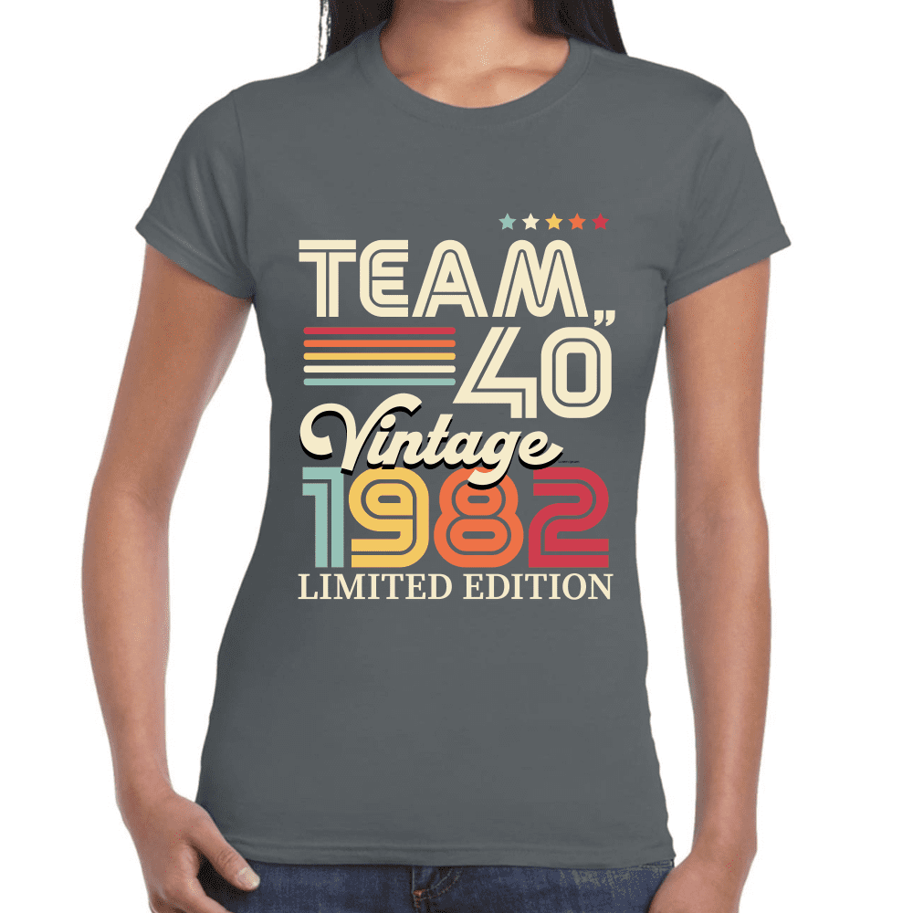 Playera Feliz Cumpleaños Años Team Vintage Algodón Premium #1067