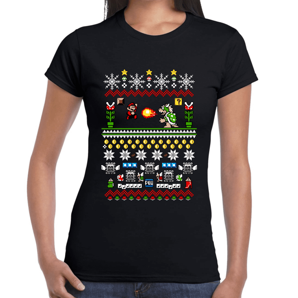 Playera Mario Bros Navidad Bowser Algodón Premium #1113 Imagen secundaria del producto
