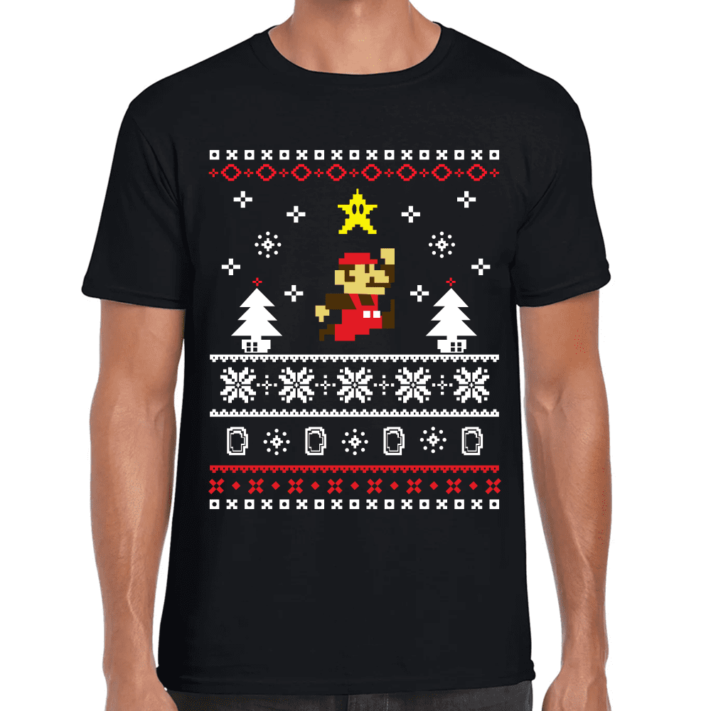 Playera Mario Bros Navidad Algodón Premium #1114