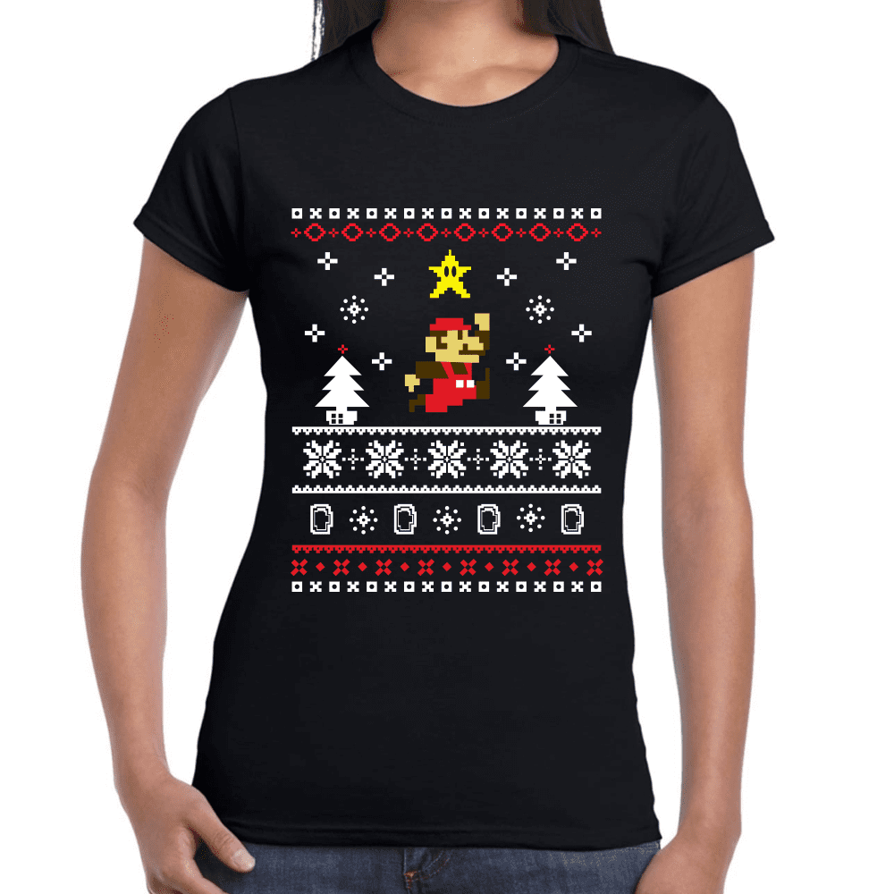 Playera Mario Bros Navidad Algodón Premium #1114 Imagen secundaria del producto
