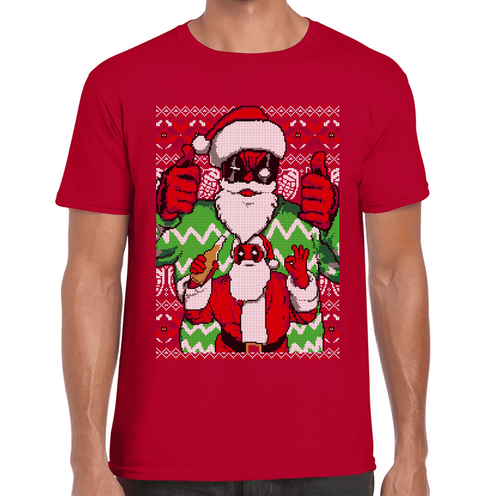 Playera Santa Deadpool Navidad Algodón Premium #1140