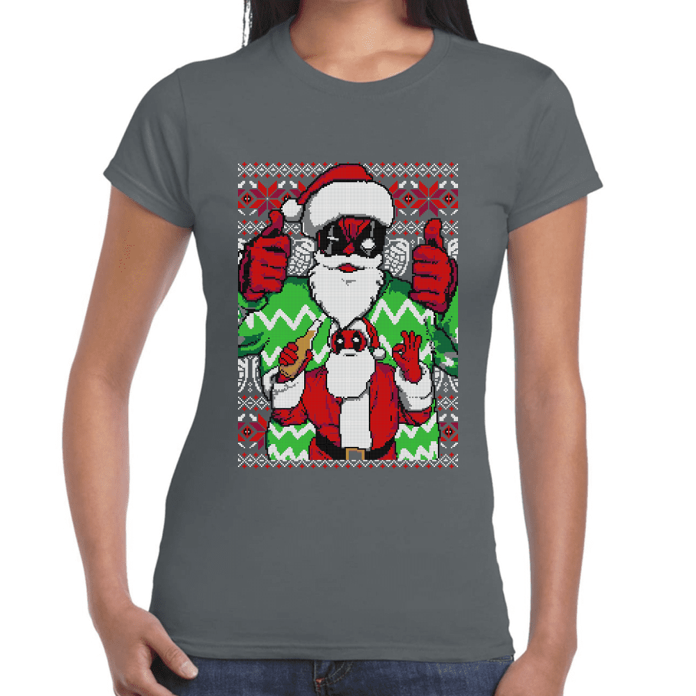 Playera Santa Deadpool Navidad Algodón Premium #1140