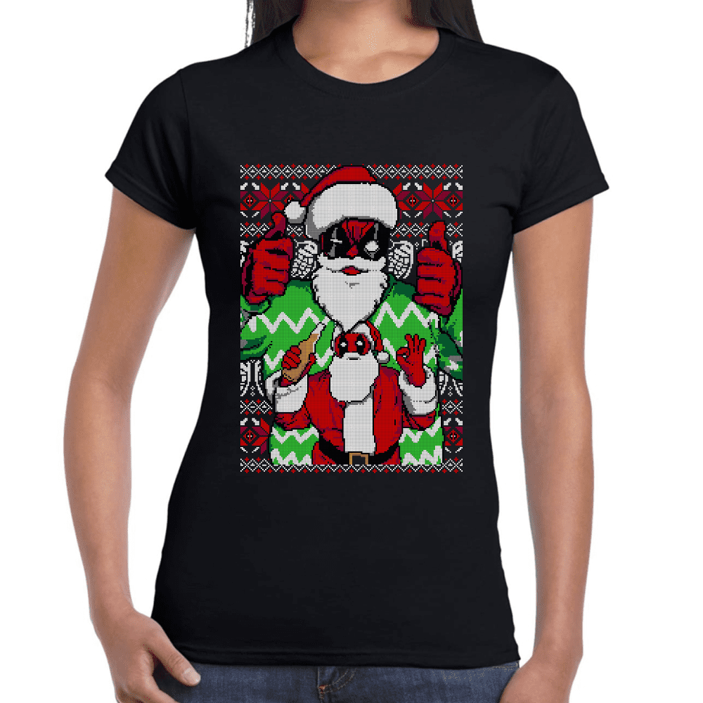 Playera Santa Deadpool Navidad Algodón Premium #1140 Imagen secundaria del producto