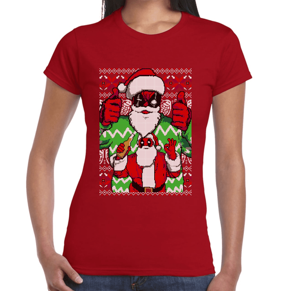 Playera Santa Deadpool Navidad Algodón Premium #1140