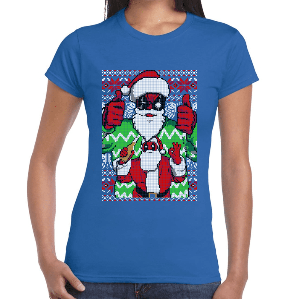 Playera Santa Deadpool Navidad Algodón Premium #1140