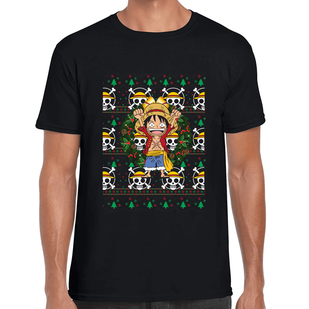Playera Luffy Navidad Algodón Premium #1192