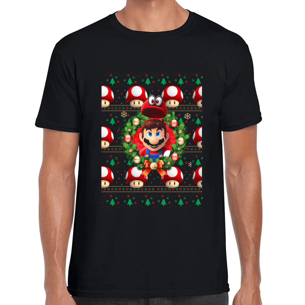 Playera Mario Bros Navidad Algodón Premium #1193