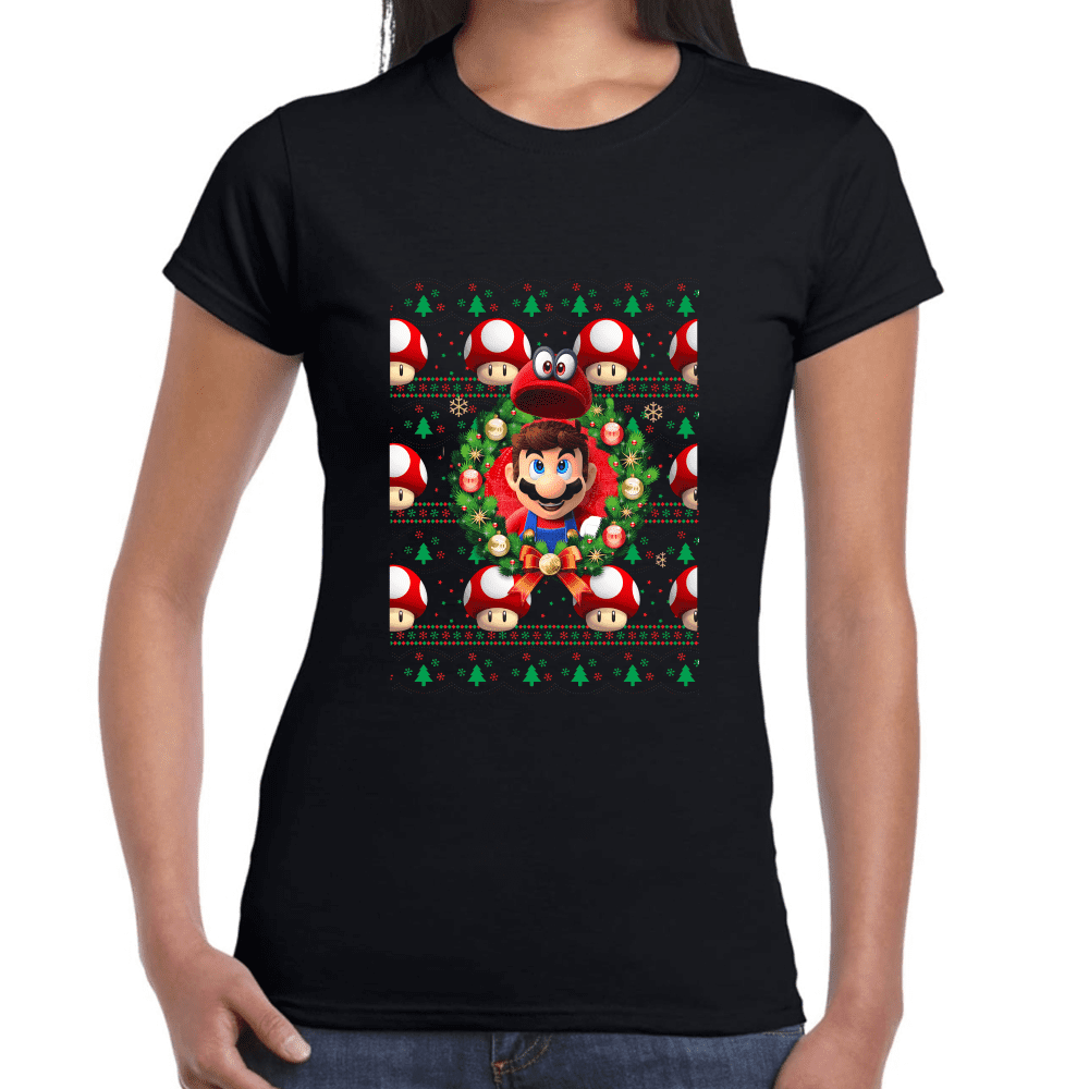 Playera Mario Bros Navidad Algodón Premium #1193 Imagen secundaria del producto