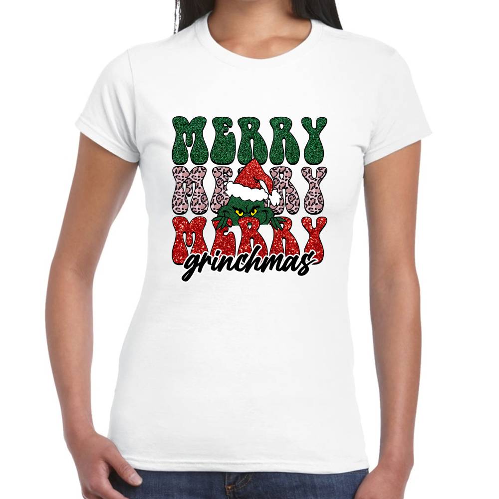 Playera Merry Grinchmas The Grinch Navidad Algodón Premium #0001372