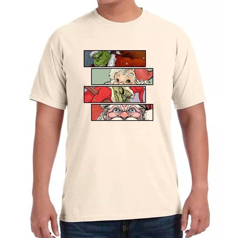 Playera The Grinch y Santa Claus Navidad Algodón Premium #0001391
