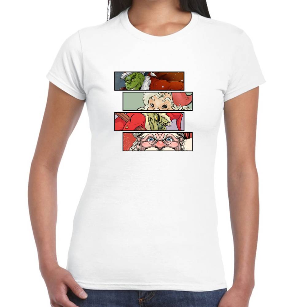 Playera The Grinch y Santa Claus Navidad Algodón Premium #0001391 Imagen secundaria del producto