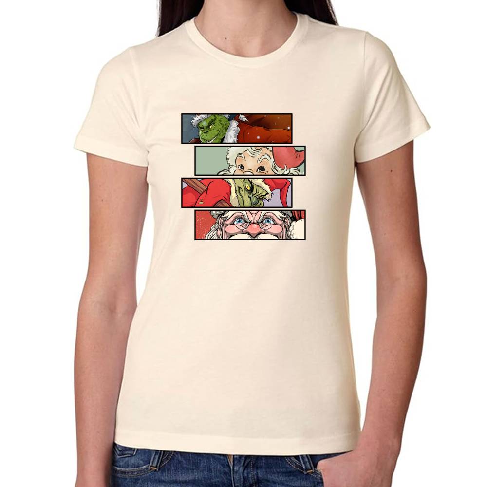 Playera The Grinch y Santa Claus Navidad Algodón Premium #0001391
