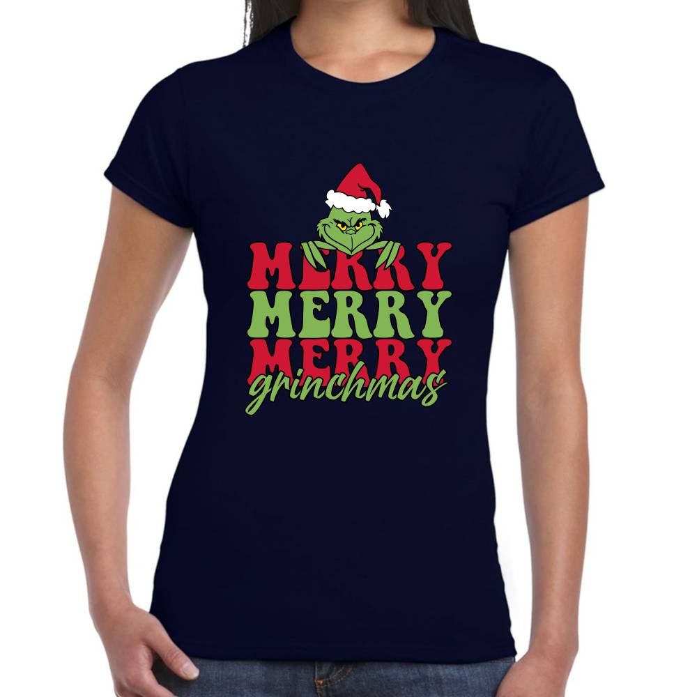 Playera Merry Grinchmas Grinch Navidad Algodón Premium #0001401