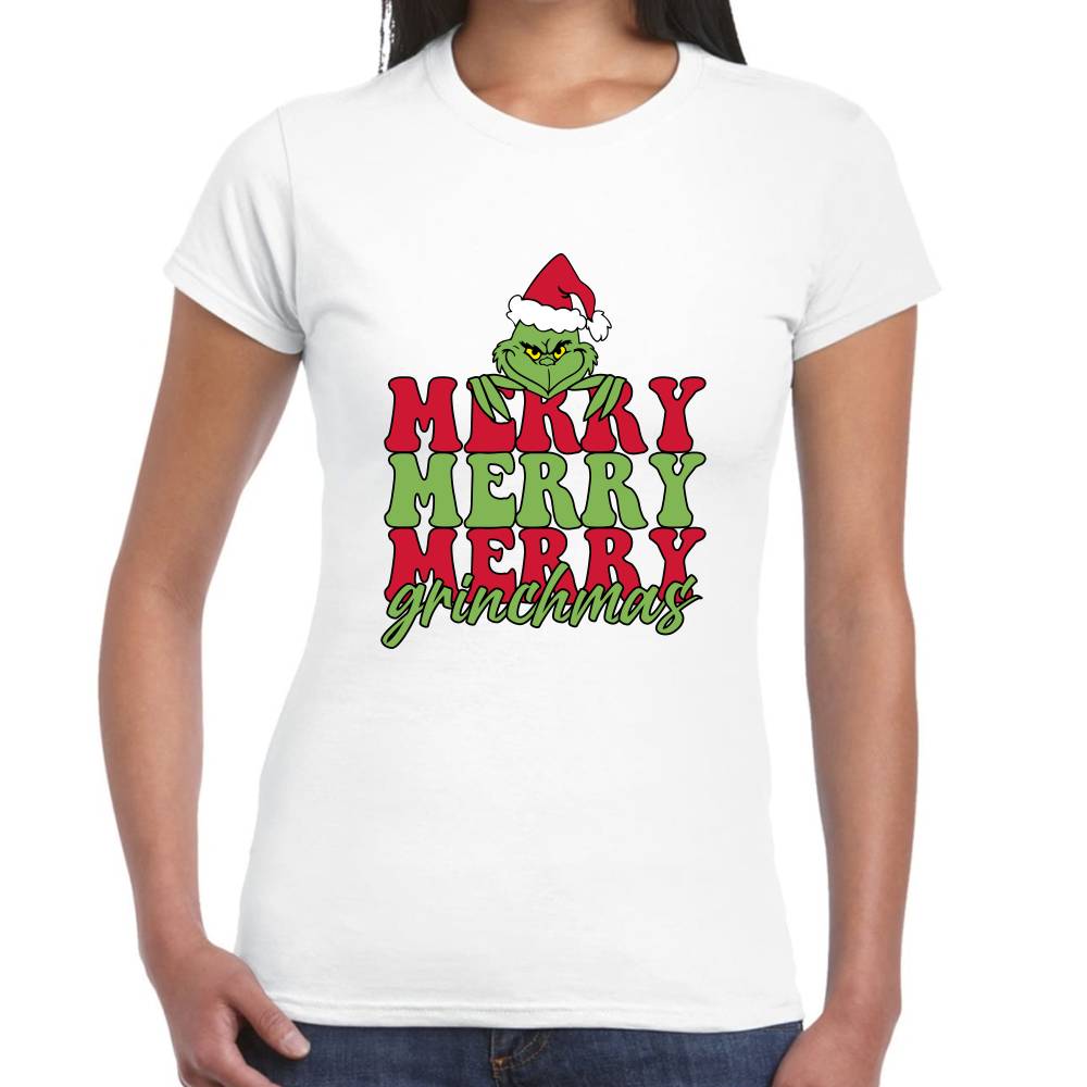 Playera Merry Grinchmas Grinch Navidad Algodón Premium #0001401