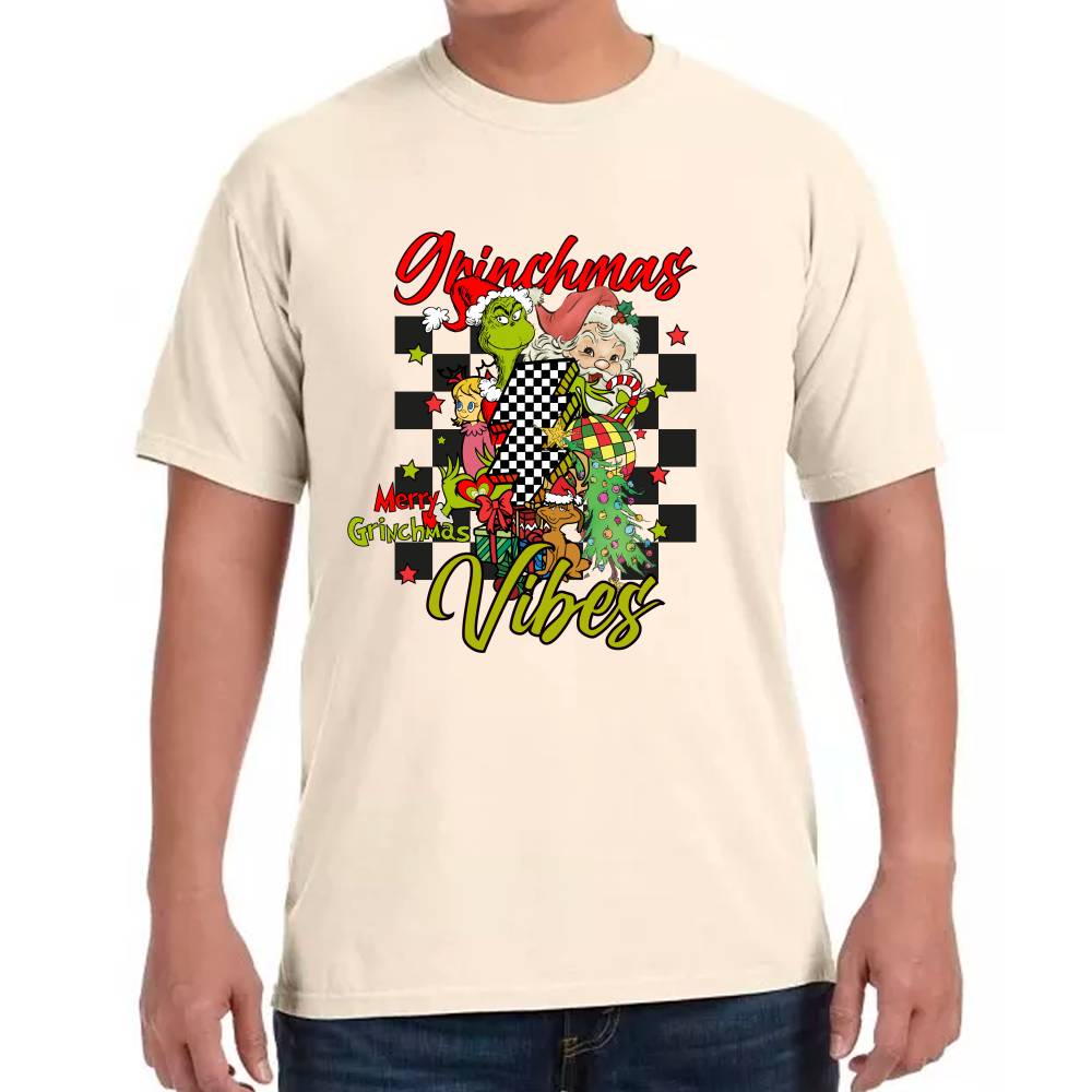 Playera The Grinch Grinchmas Vibes Navidad Algodón Premium #0001404