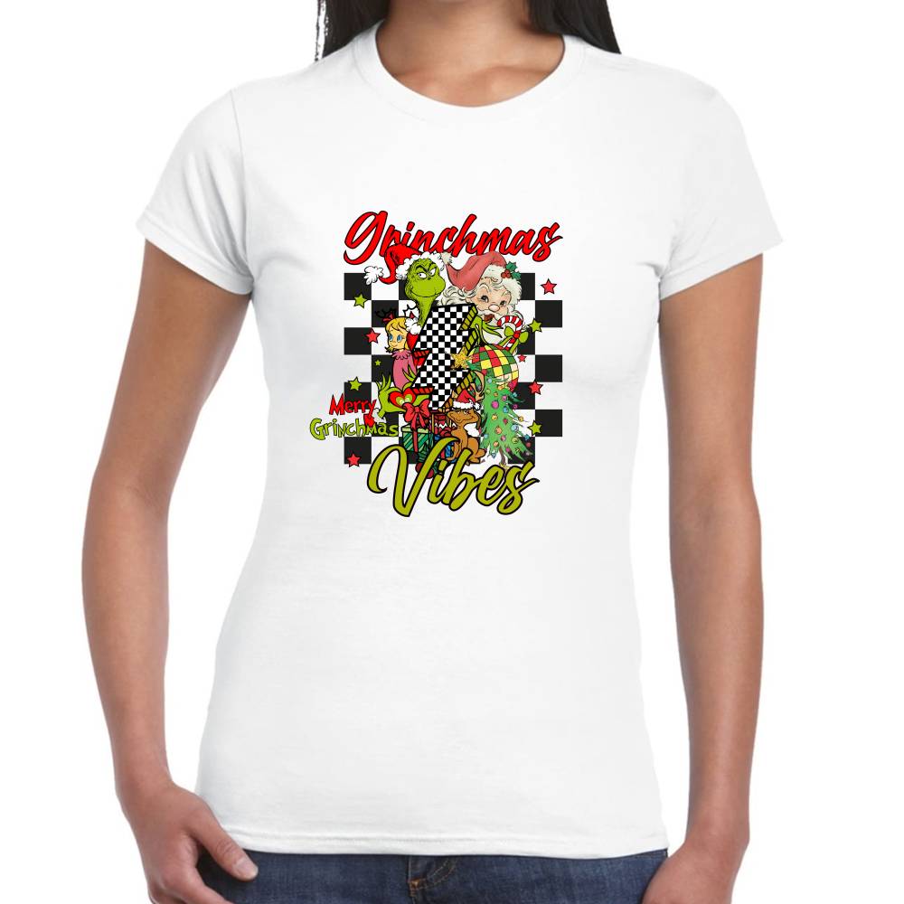 Playera The Grinch Grinchmas Vibes Navidad Algodón Premium #0001404