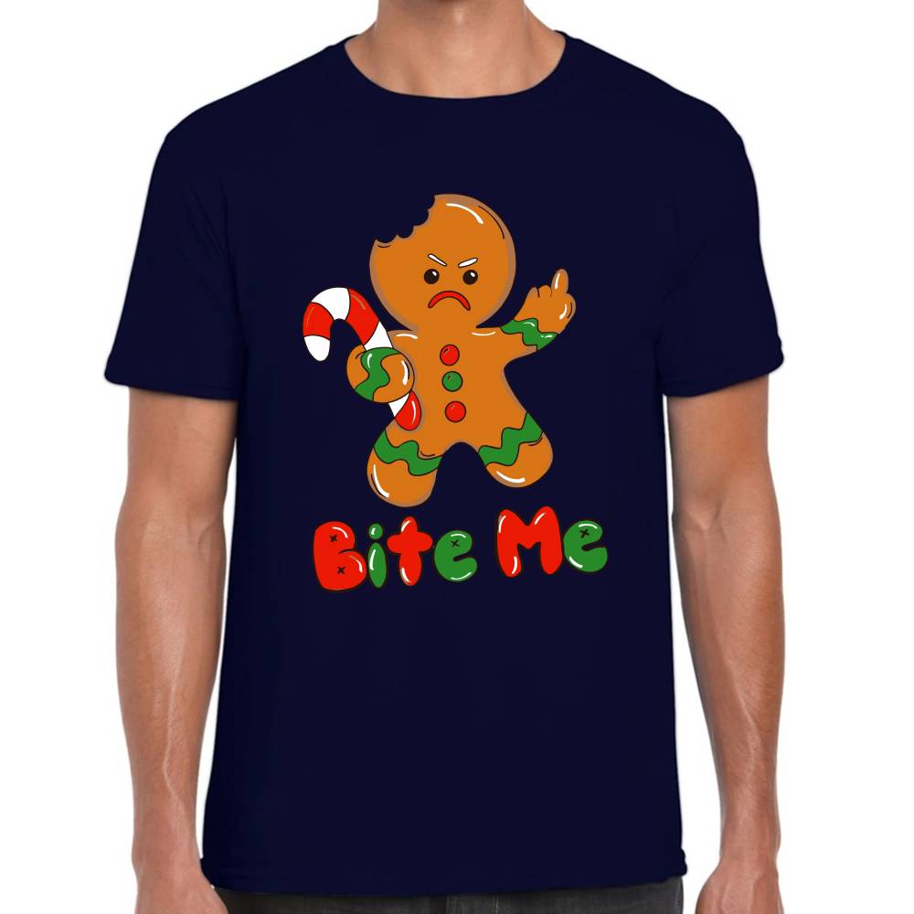 Playera Navidad Galleta Bite Me Algodón Premium #0001461