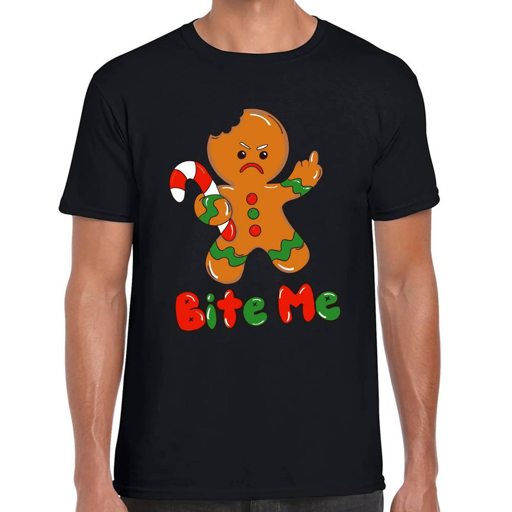 Playera Navidad Galleta Bite Me Algodón Premium #0001461
