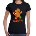 Playera Navidad Galleta Bite Me Algodón Premium #0001461