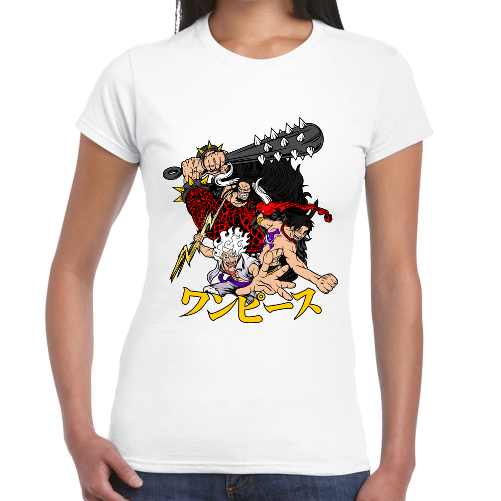 Playera Luffy Ace Kaido One Piece Algodón #0001641